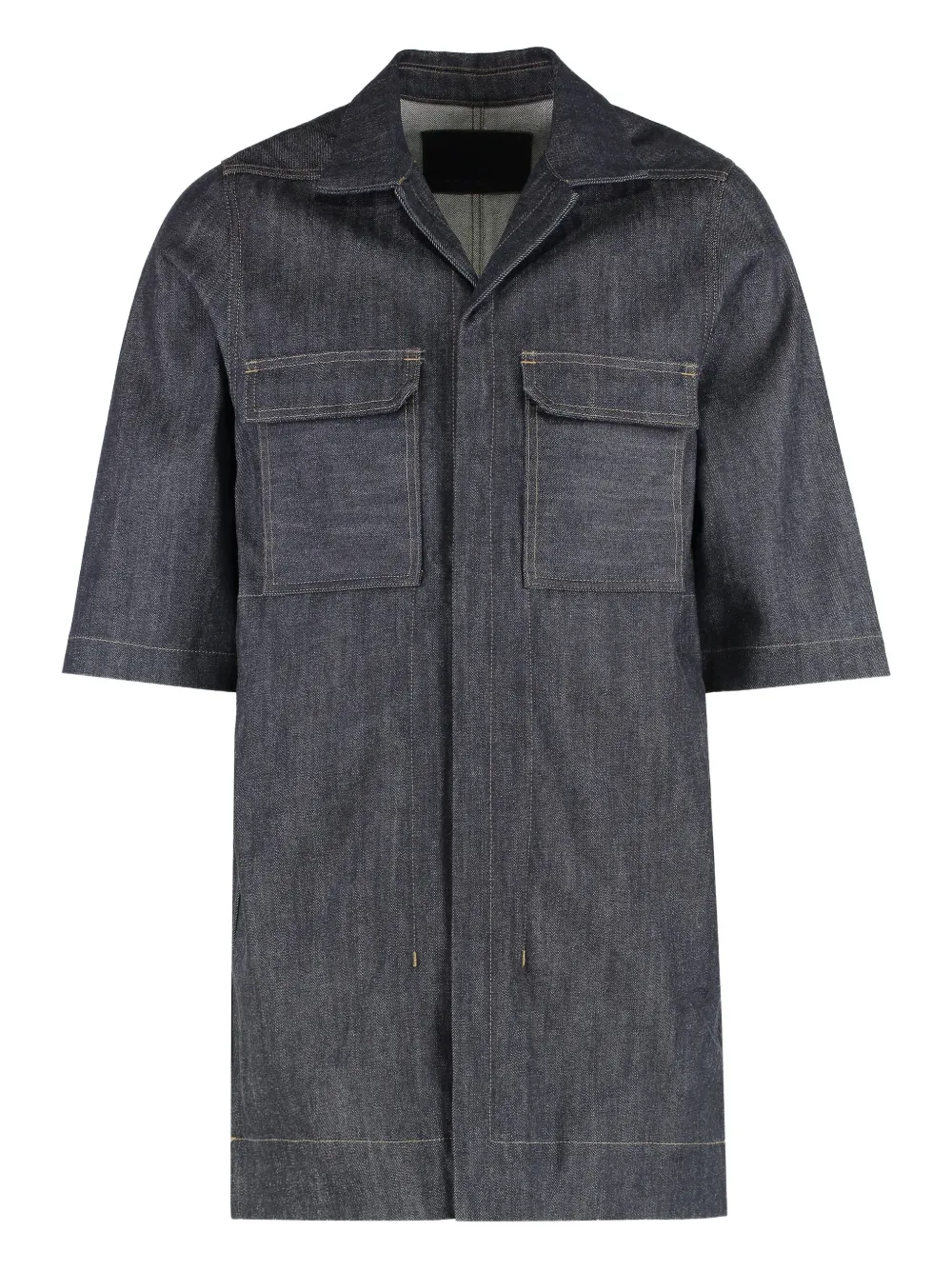 Rick Owens DRKSHDW denim short-sleeve pocket shirt Grijs