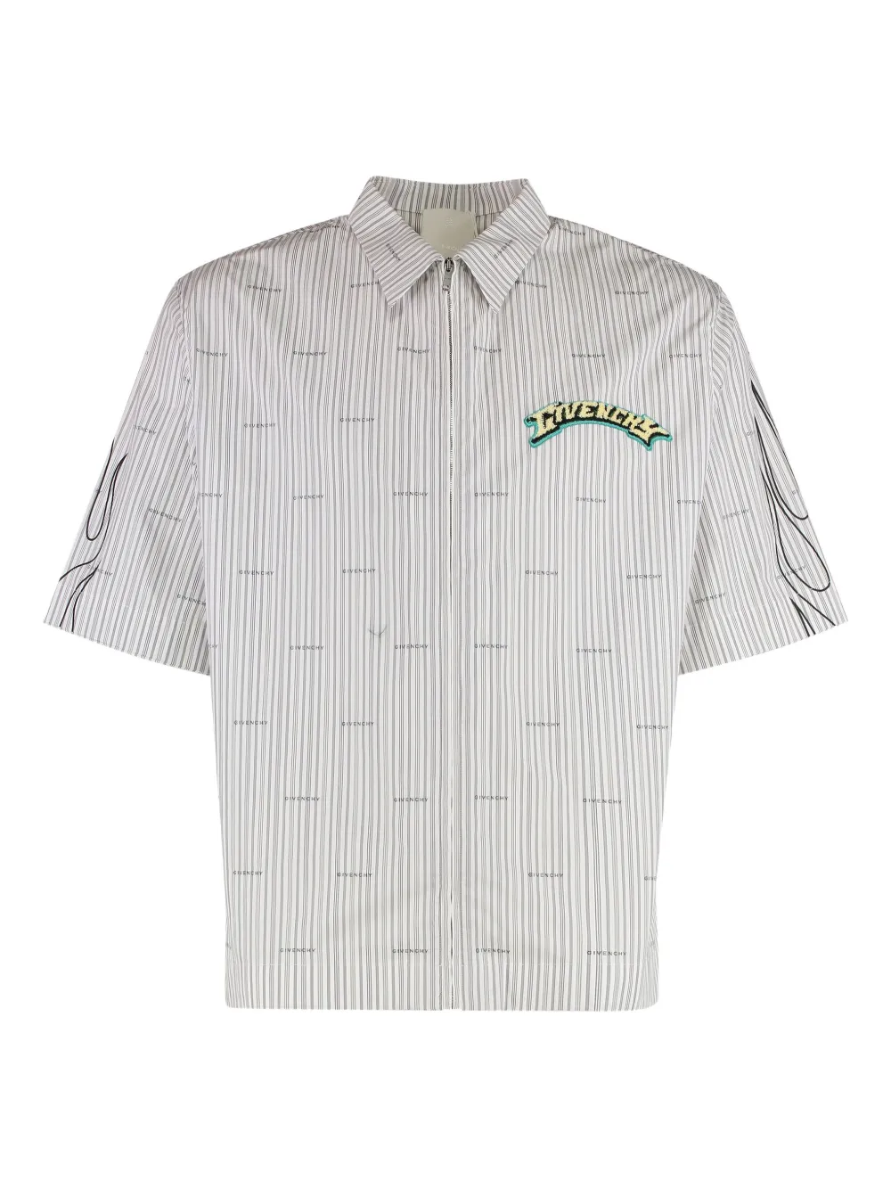 Givenchy flame-print striped shirt Grijs