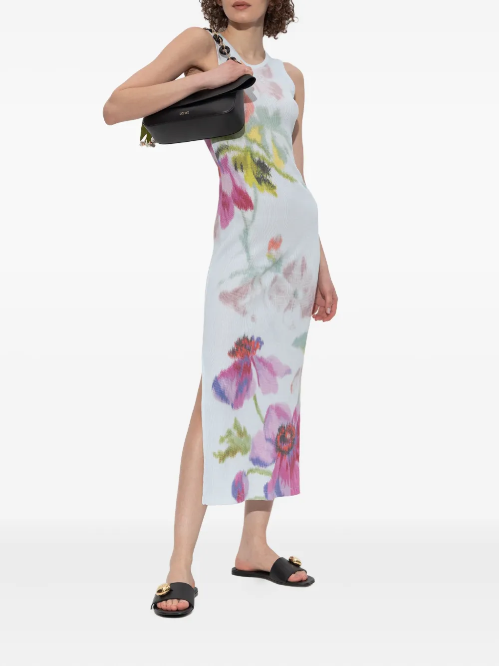 LOEWE Midi-jurk met bloemenprint Blauw