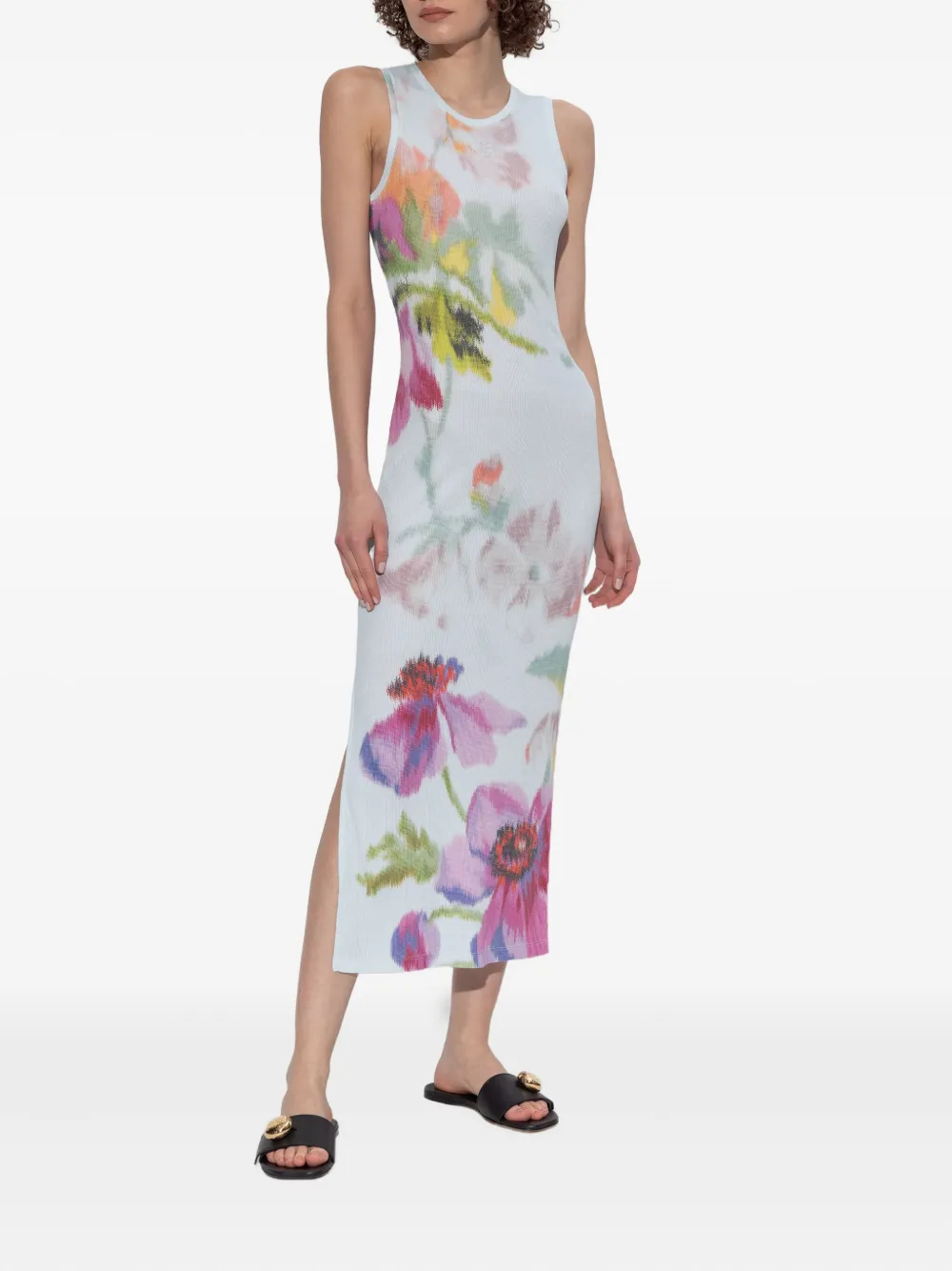 LOEWE Midi-jurk met bloemenprint Blauw