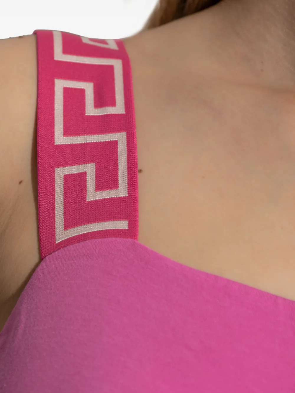 Versace Greca Border Sleeveless Body With High-cut Leg In Pink