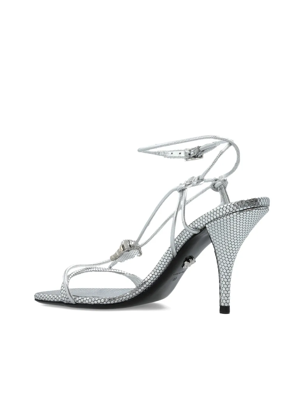 Versace 85mm La Medusa lace-up sandals 1E01P Silver Palladium