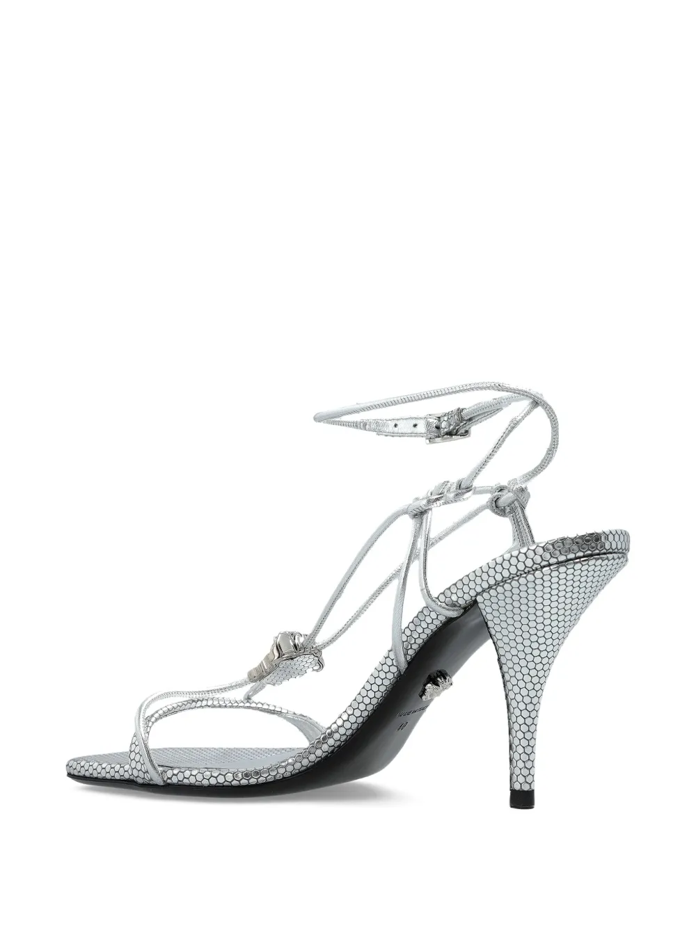Versace 85mm La Medusa lace-up sandals 1E01P Silver Palladium