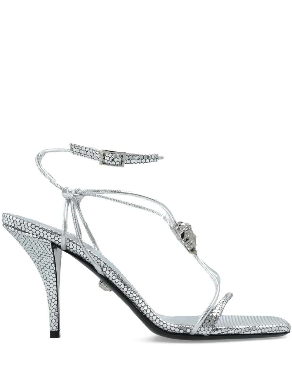 Versace 85mm La Medusa lace-up sandals 1E01P Silver Palladium