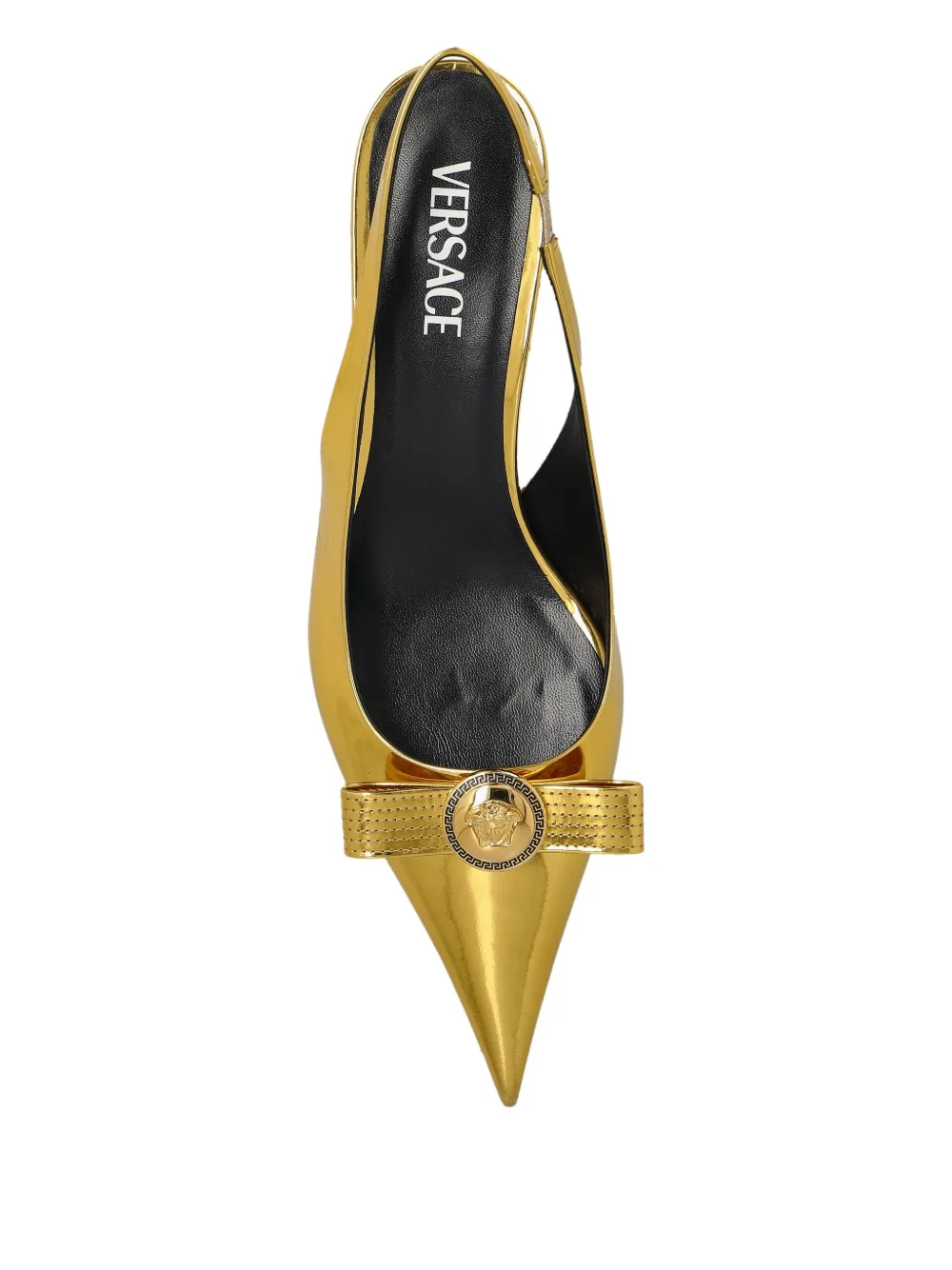 Versace metallic slingback pumps Gold