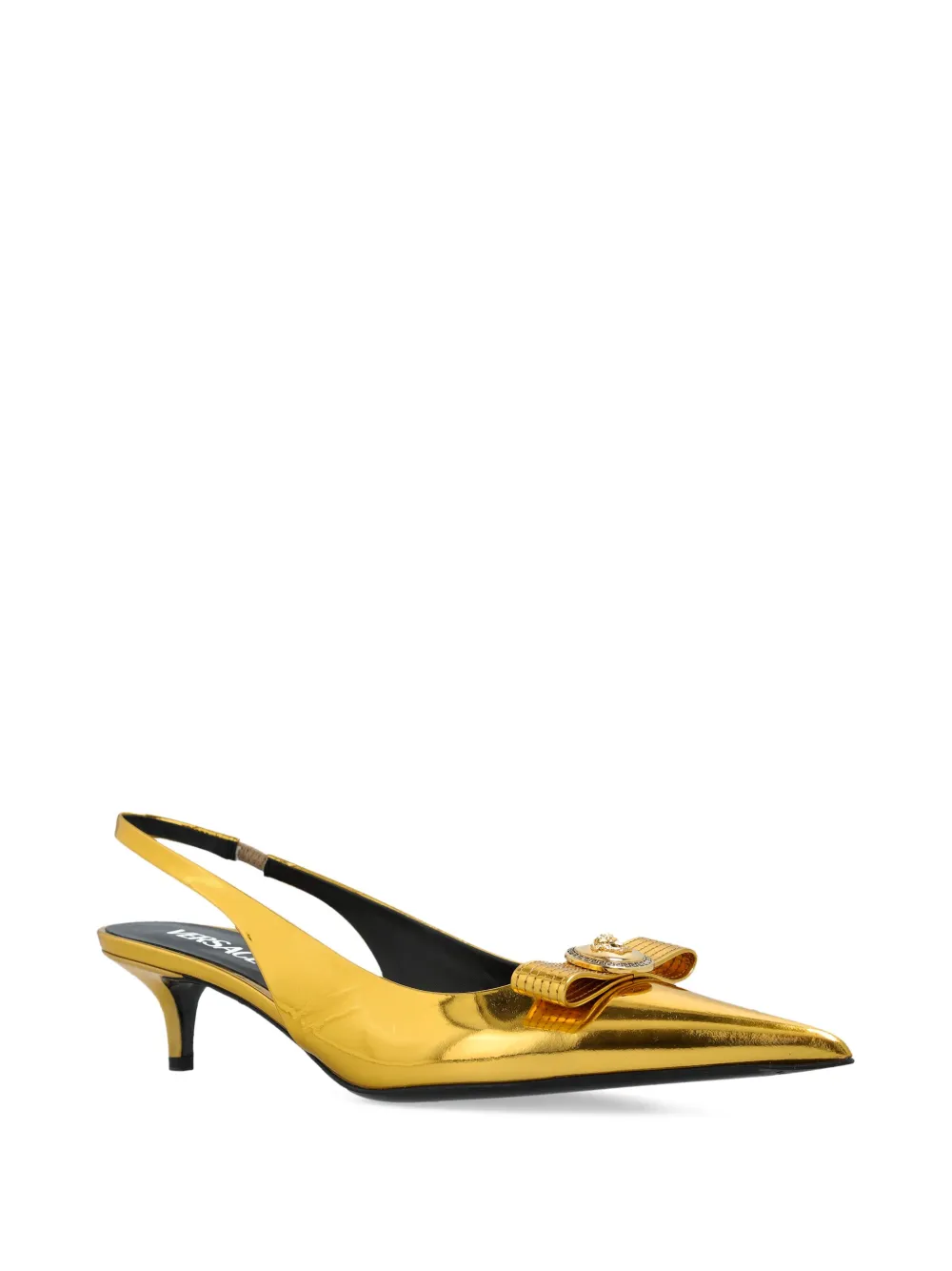 Versace metallic slingback pumps Gold