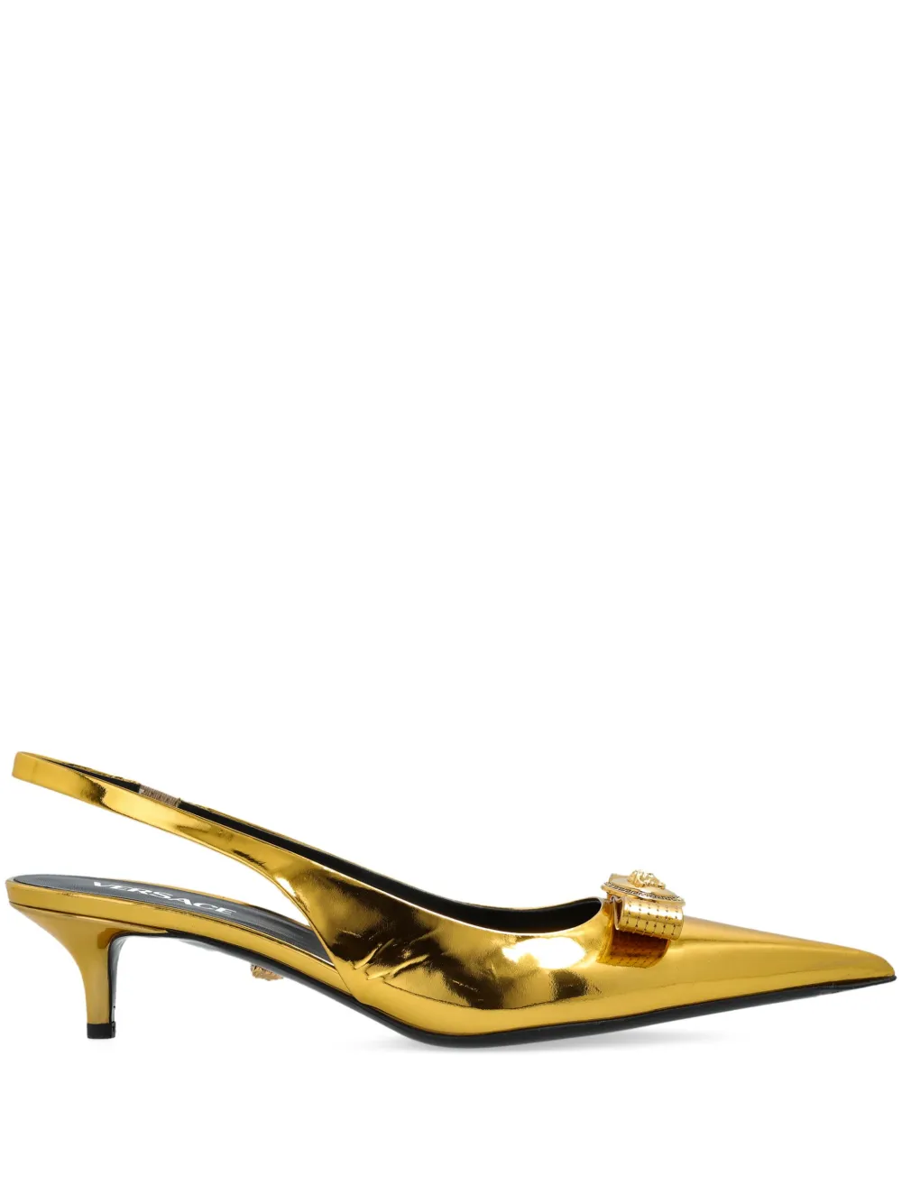 Versace metallic slingback pumps Gold
