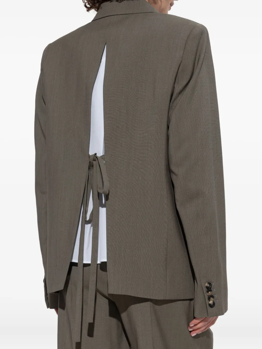 LOEWE Wollen blazer met striksluiting Groen