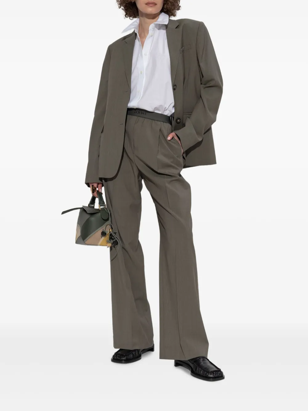 LOEWE Wollen blazer met striksluiting Groen