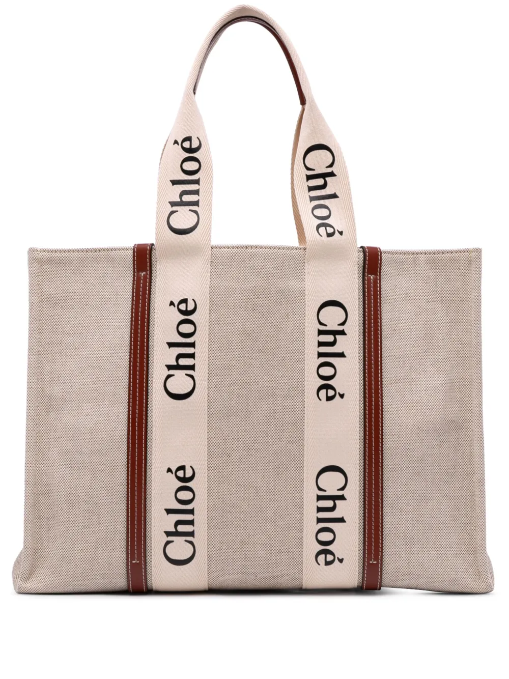 Chloé Pre-Owned tote Woody grande de lona 2010-2024 | marrón | Image 1