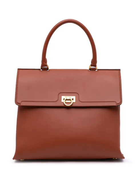 Ferragamo Pre-Owned 2021 Leather Gancini Trifolio Top Handle Bag satchel