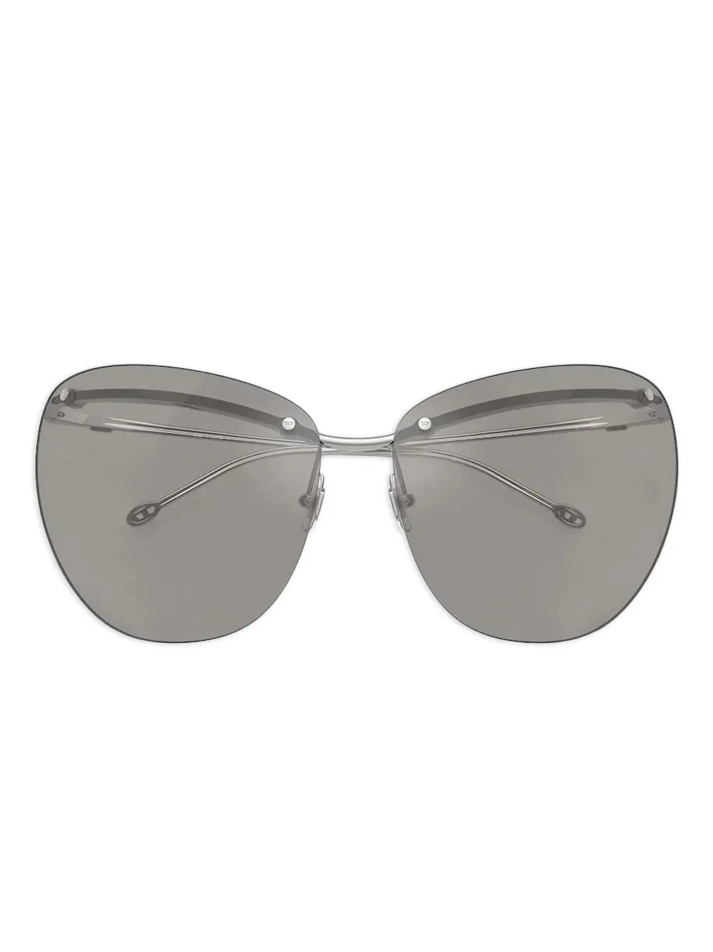 Diesel 0dl1007 zonnebril met randloos cat-eye montuur Zilver