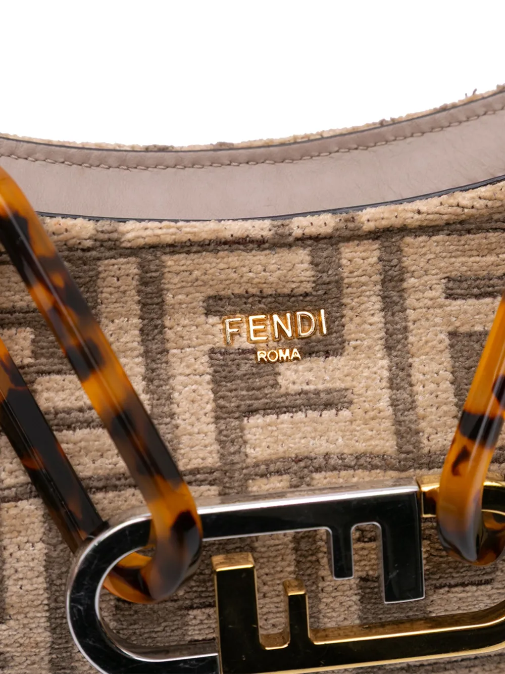 Pre-owned Fendi 2010-2024 Zucca Chenille Olock Swing Satchel In Brown