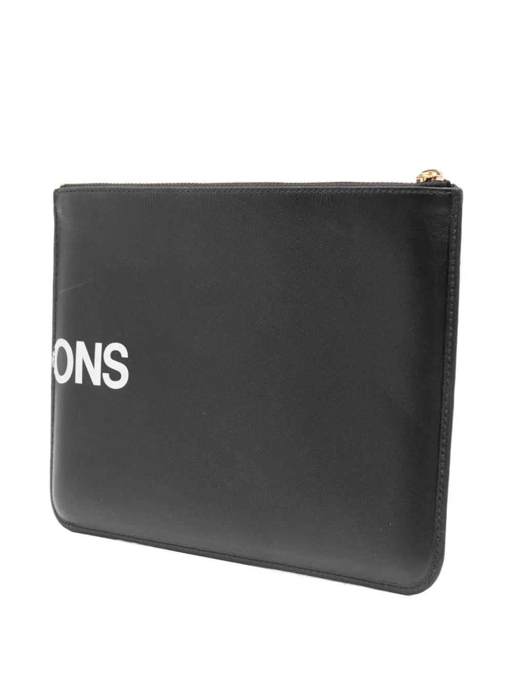 Comme Des Garçons Wallet logo-print leather clutch bag Zwart