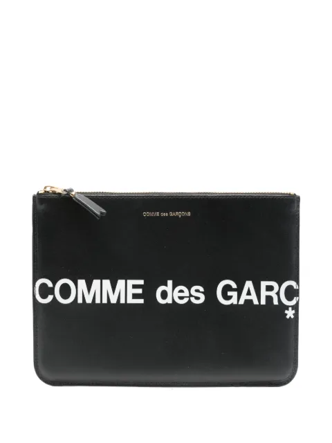 Comme Des Garçons Wallet logo-print leather clutch bag