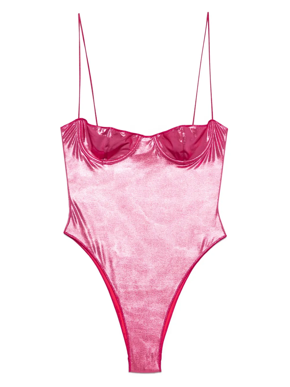Oséree metallic-finish swimsuit Roze