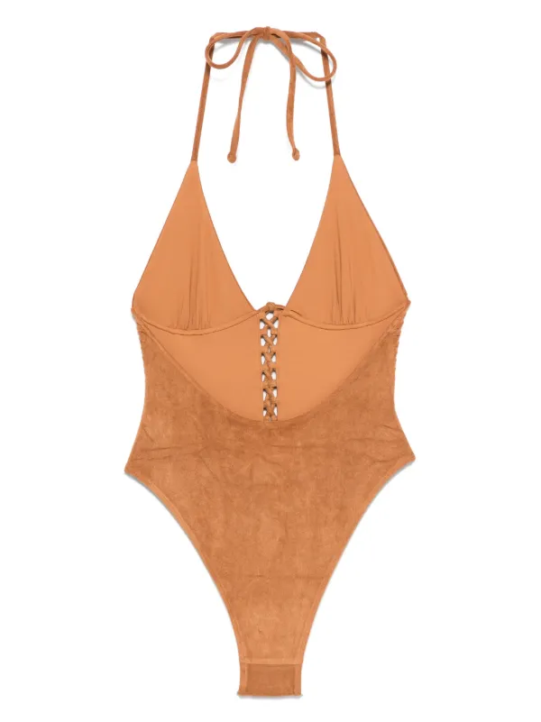 Frankies Bikinis x Bella Hadid Barrel Swimsuit Brown FARFETCH