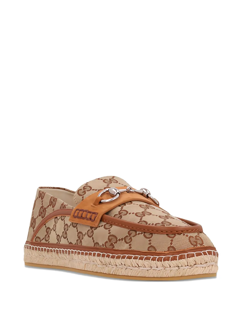 Gucci monogram-pattern horsebit espadrilles - Beige