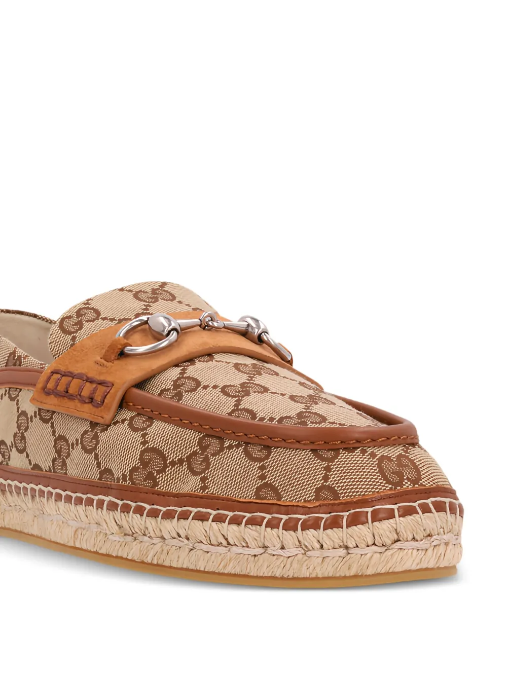 Gucci Horsebit espadrilles met monogram-print Beige