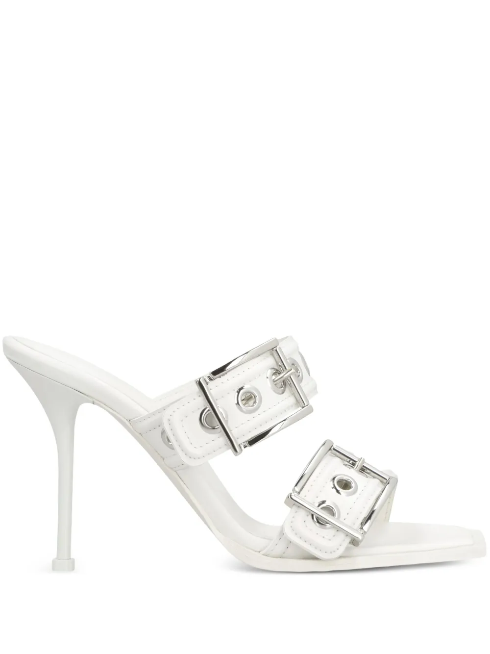 Alexander McQueen 90mm Punk buckle-detail leather sandals White