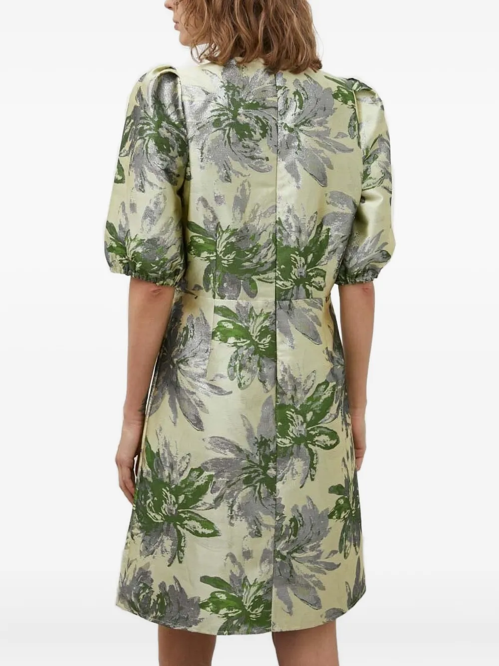Bruuns Bazaar puff-sleeve floral-print dress - Groen