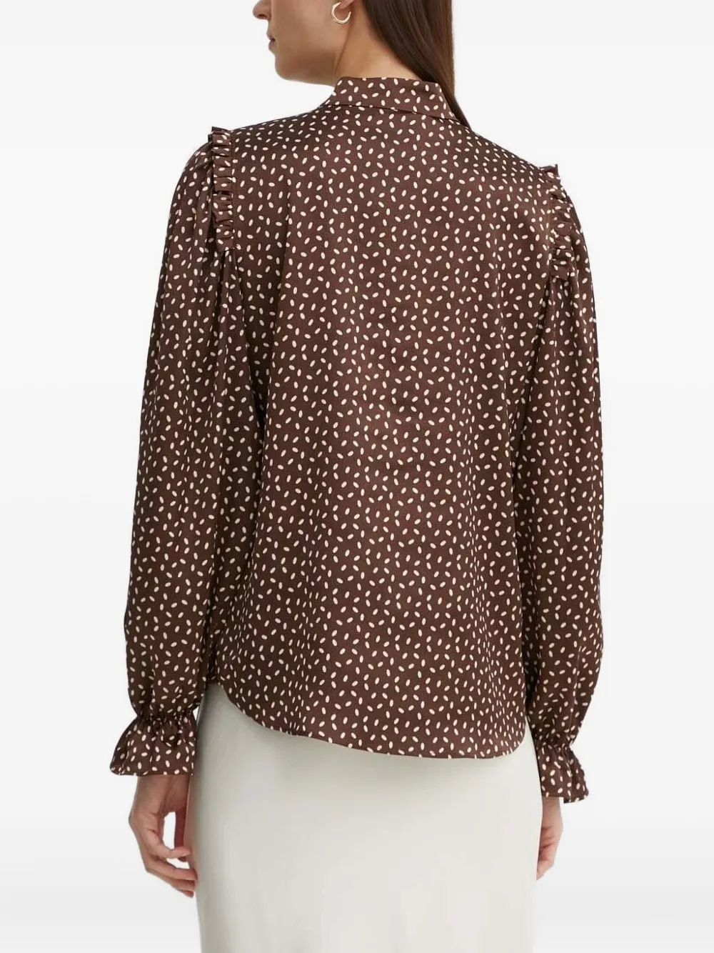 Bruuns Bazaar Blouse met ruches en gedrapeerde hals - Bruin