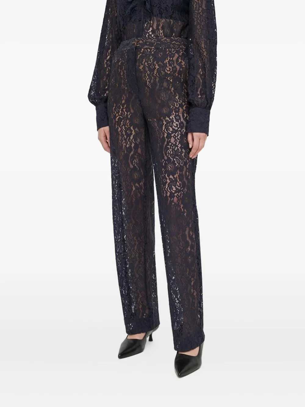 Bruuns Bazaar Floral-lace Pants In Black