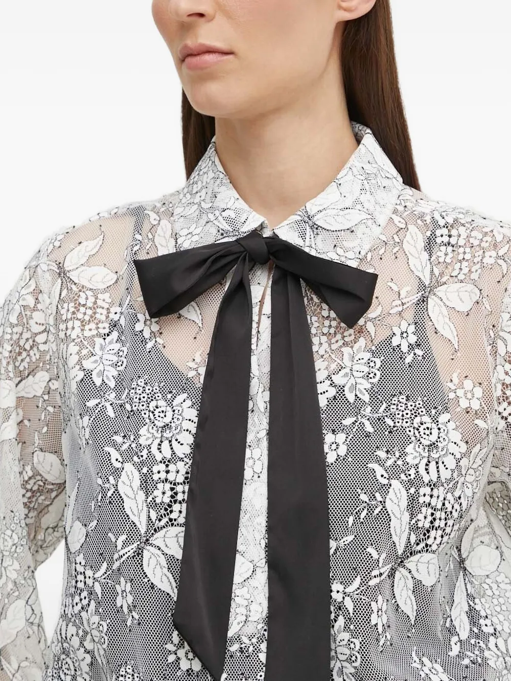 Bruuns Bazaar Faya Lace Floral-print Blouse In White