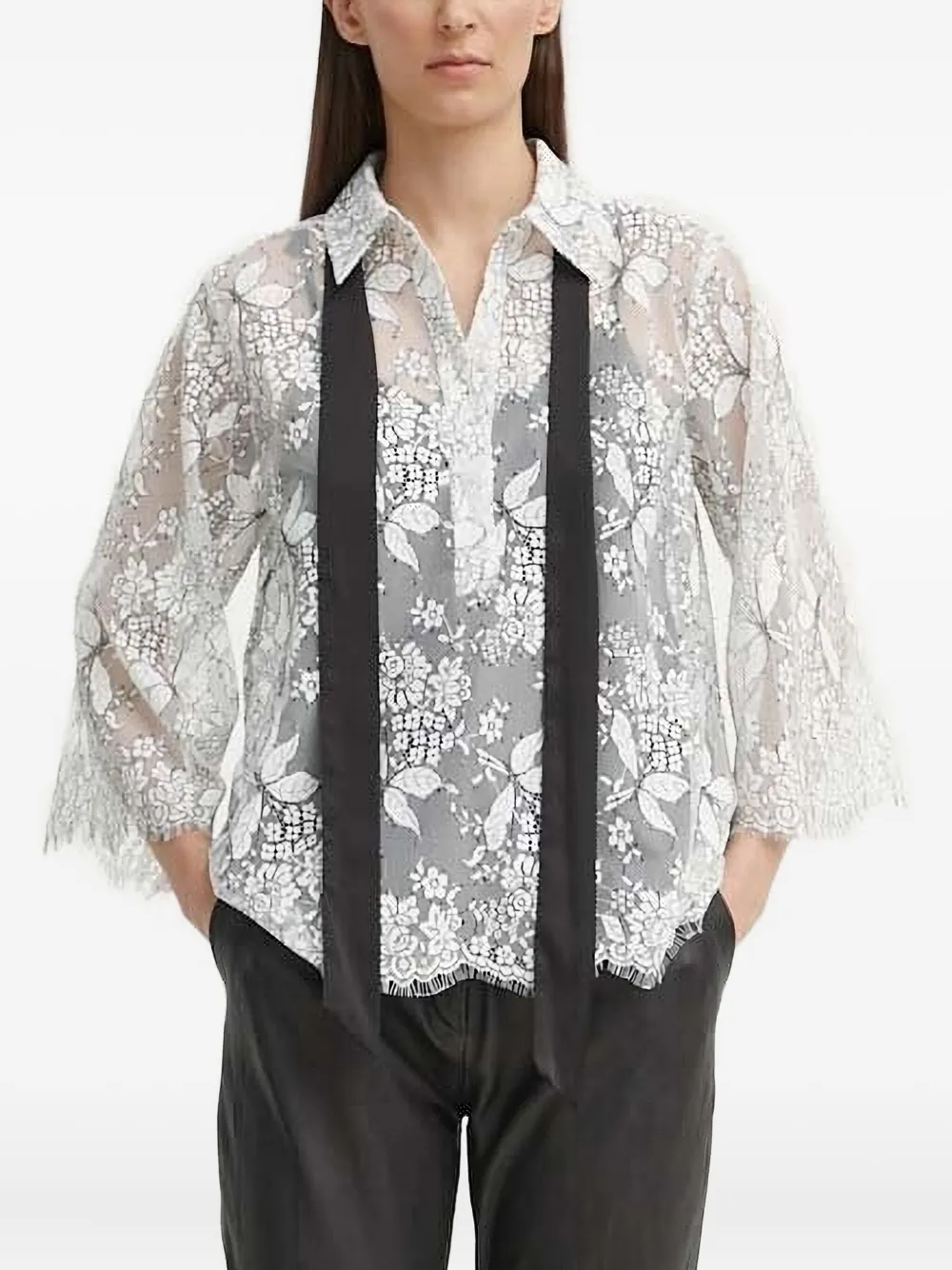Bruuns Bazaar Faya lace floral-print blouse | White | Image 1