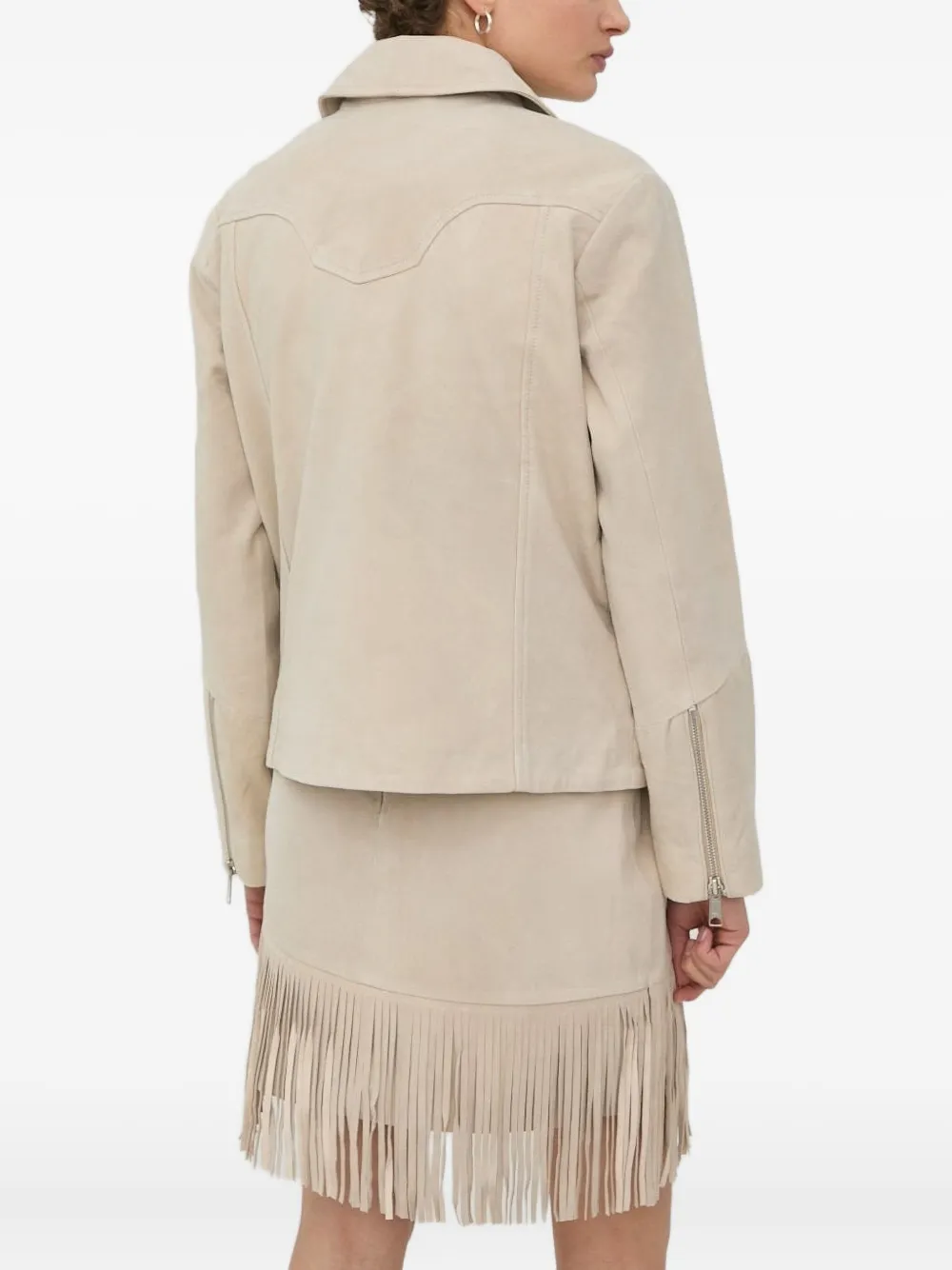 Bruuns Bazaar asymmetrical-zip suede-leather jacket | Leather Jackets | Image 2