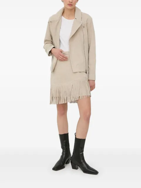 Bruuns Bazaar asymmetrical-zip suede-leather jacket
