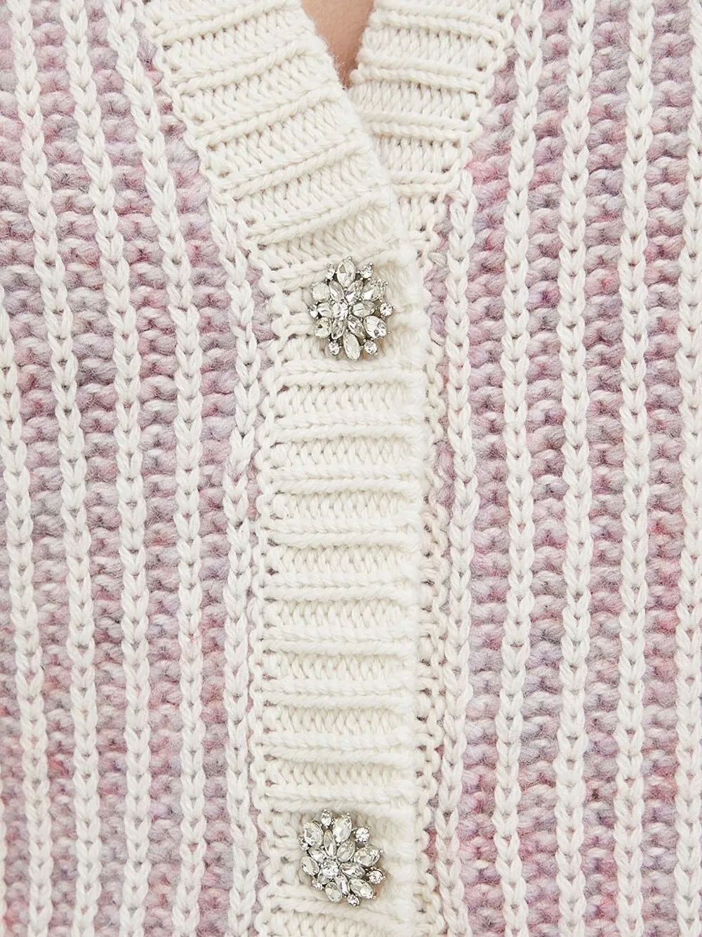 Bruuns Bazaar Ribbed Jewel-button Cardigan In Purple