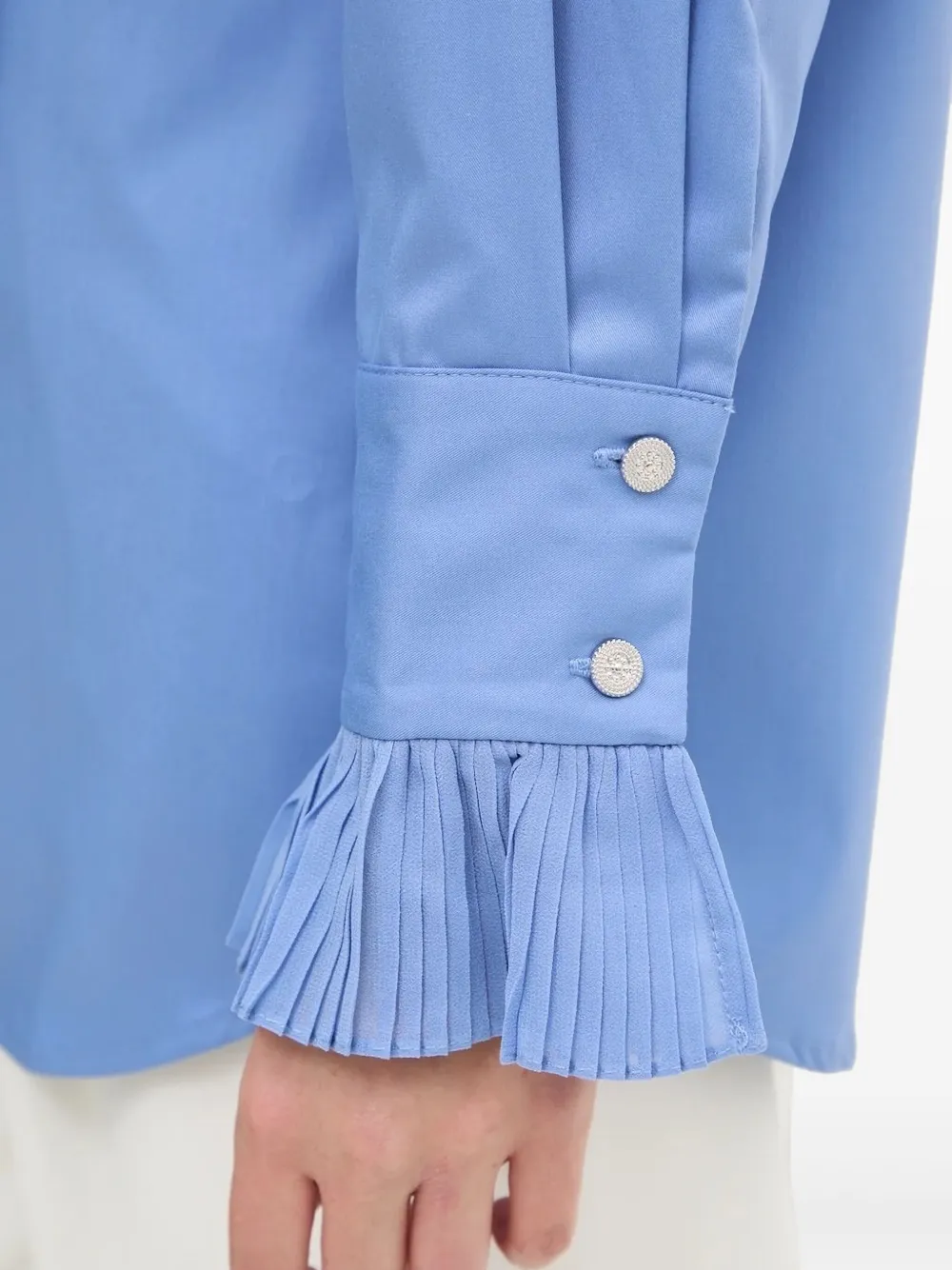 Bruuns Bazaar Pleated Ruffle Blouse In Blue