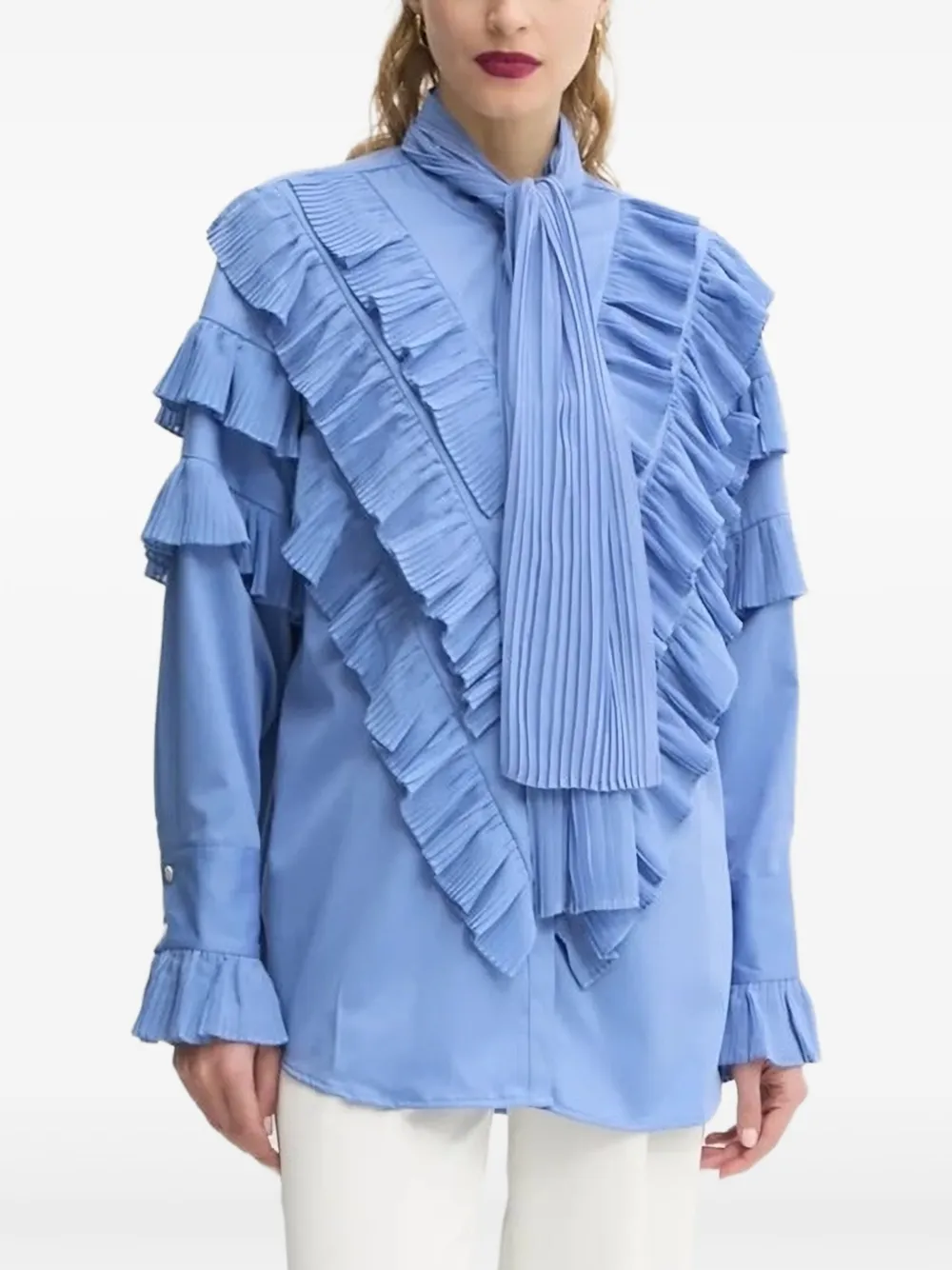 Bruuns Bazaar pleated ruffle blouse - Blauw