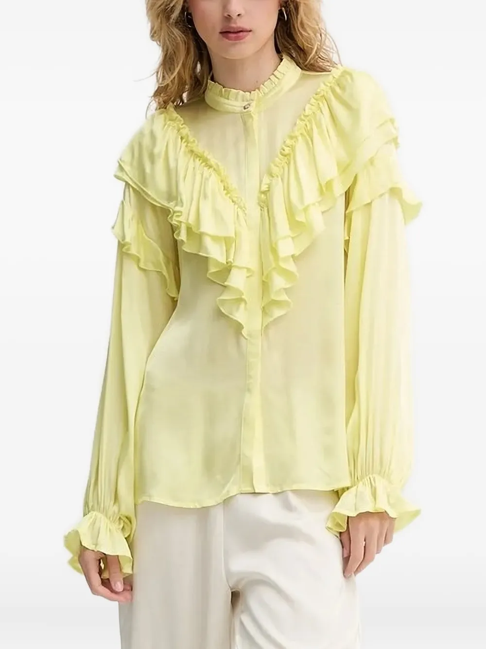 Bruuns Bazaar Ruffled Blouse In Yellow