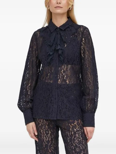 Bruuns Bazaar corded-lace ruffled-collar shirt