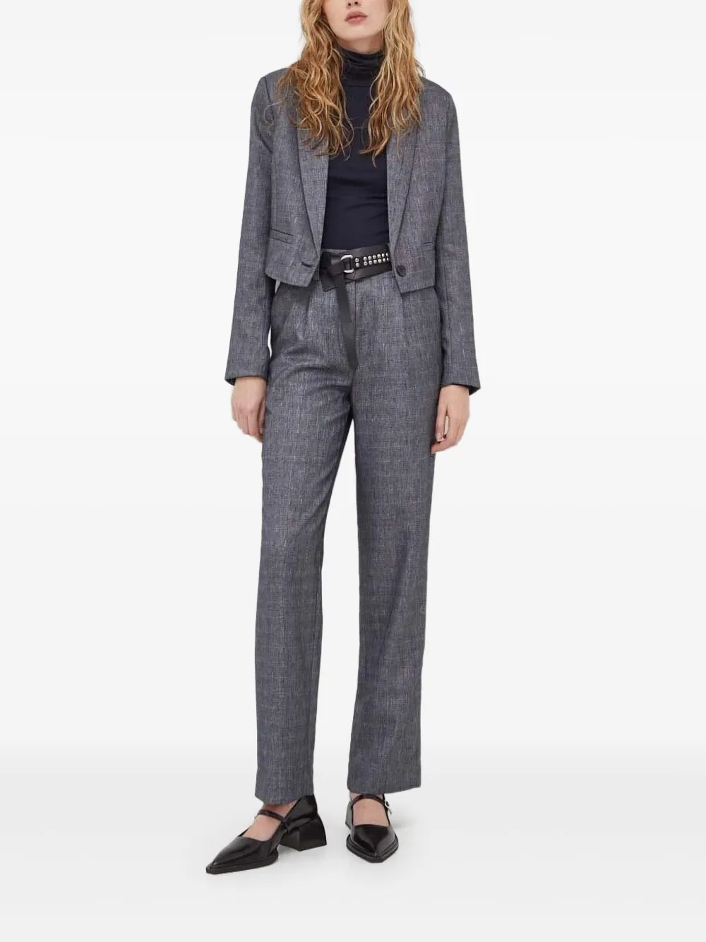 Bruuns Bazaar Cropped jack met enkele knoop Grijs