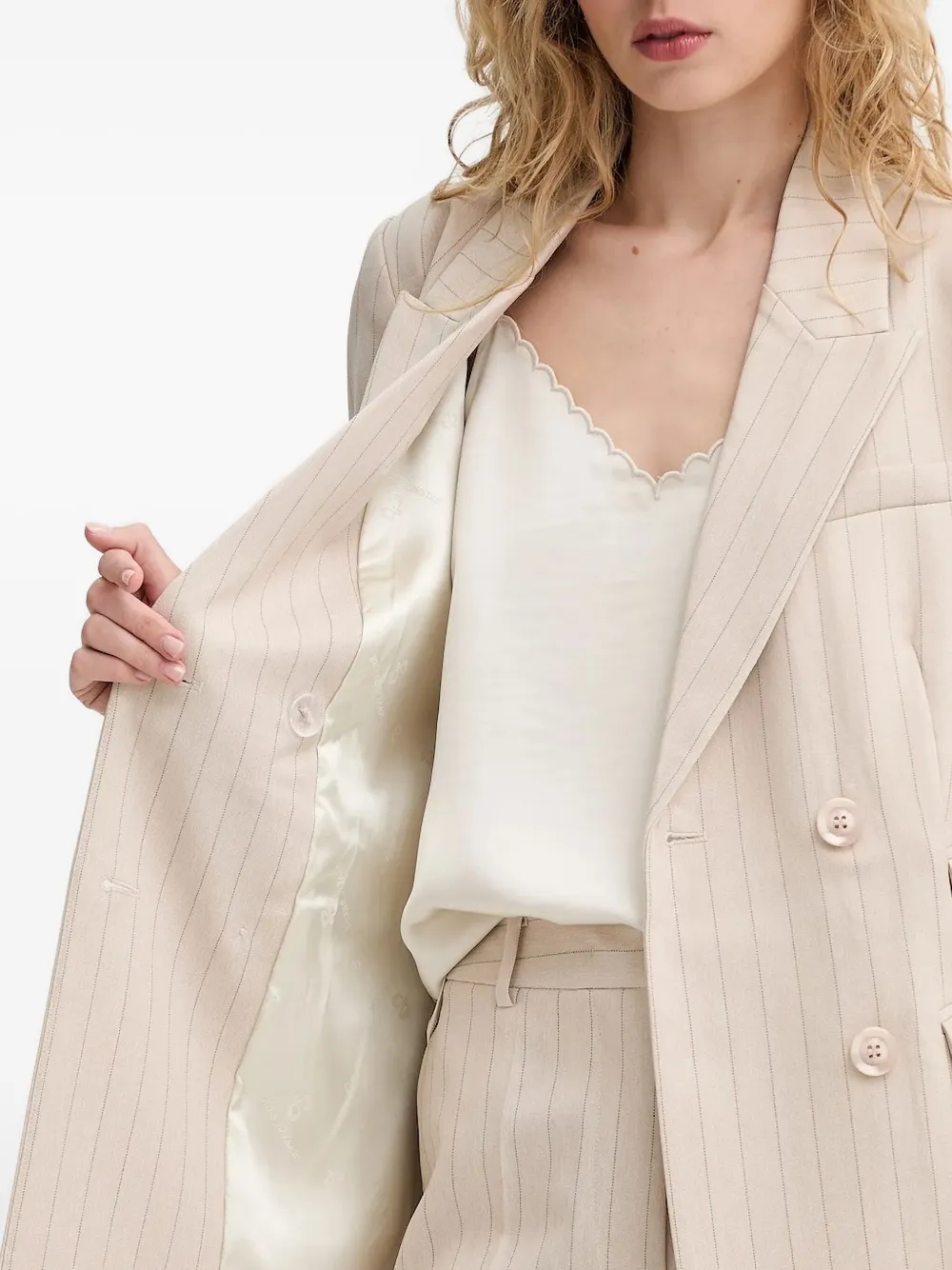 Bruuns Bazaar Apricotbblinda Pinstriped Blazer In Neutral