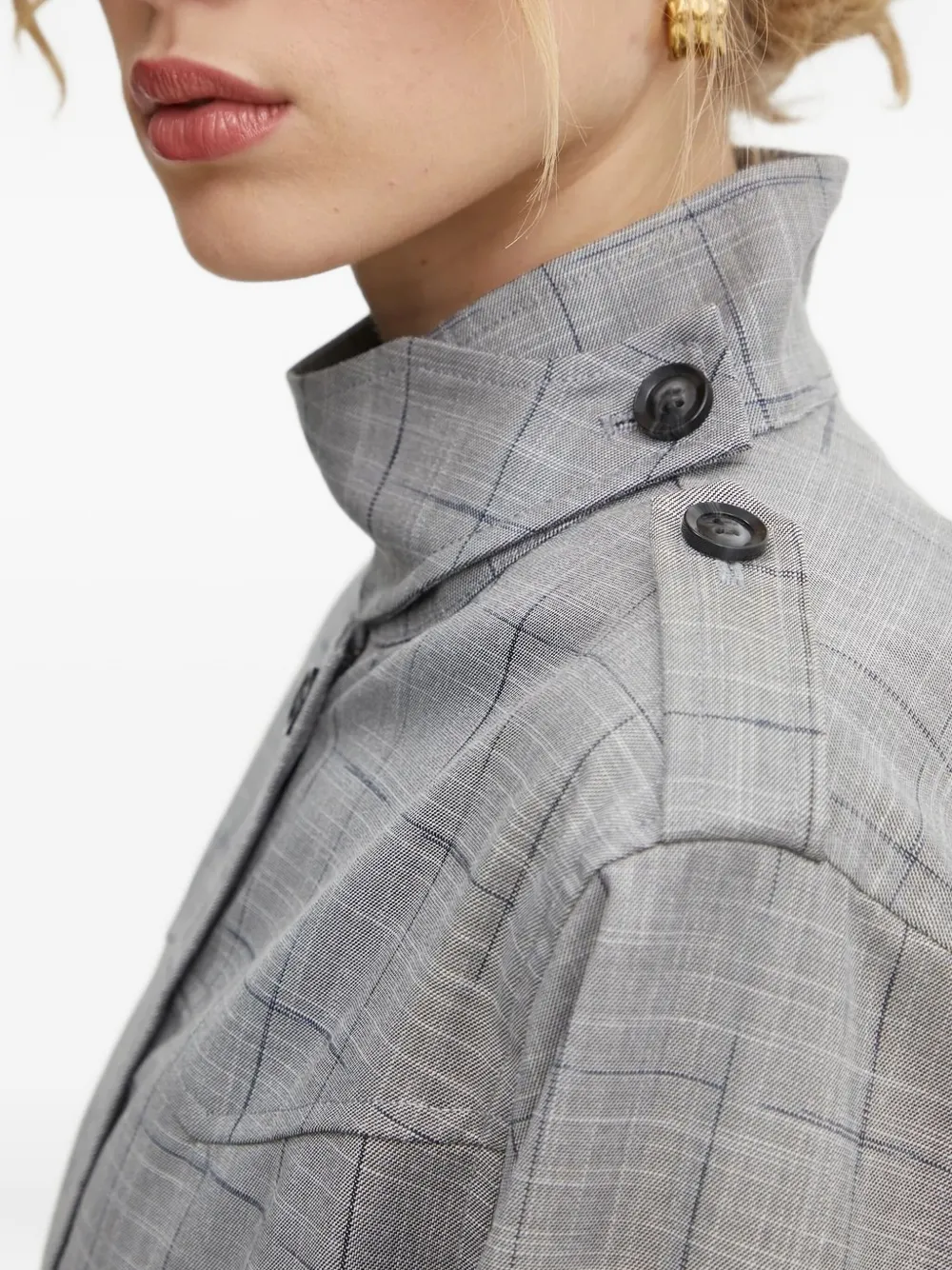 Bruuns Bazaar Checked High-neck Jacket In Gray