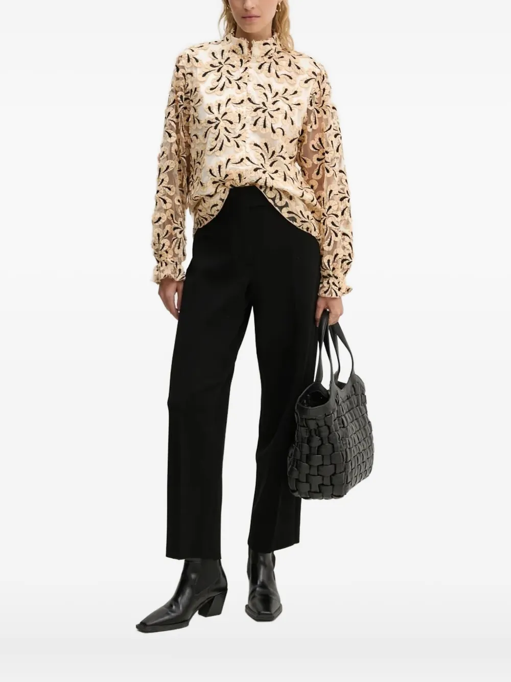 Bruuns Bazaar Floral-embroidered Ruffled Blouse In Multi