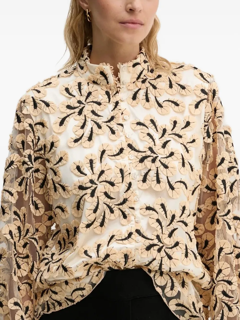 Bruuns Bazaar Floral-embroidered Ruffled Blouse In Multi