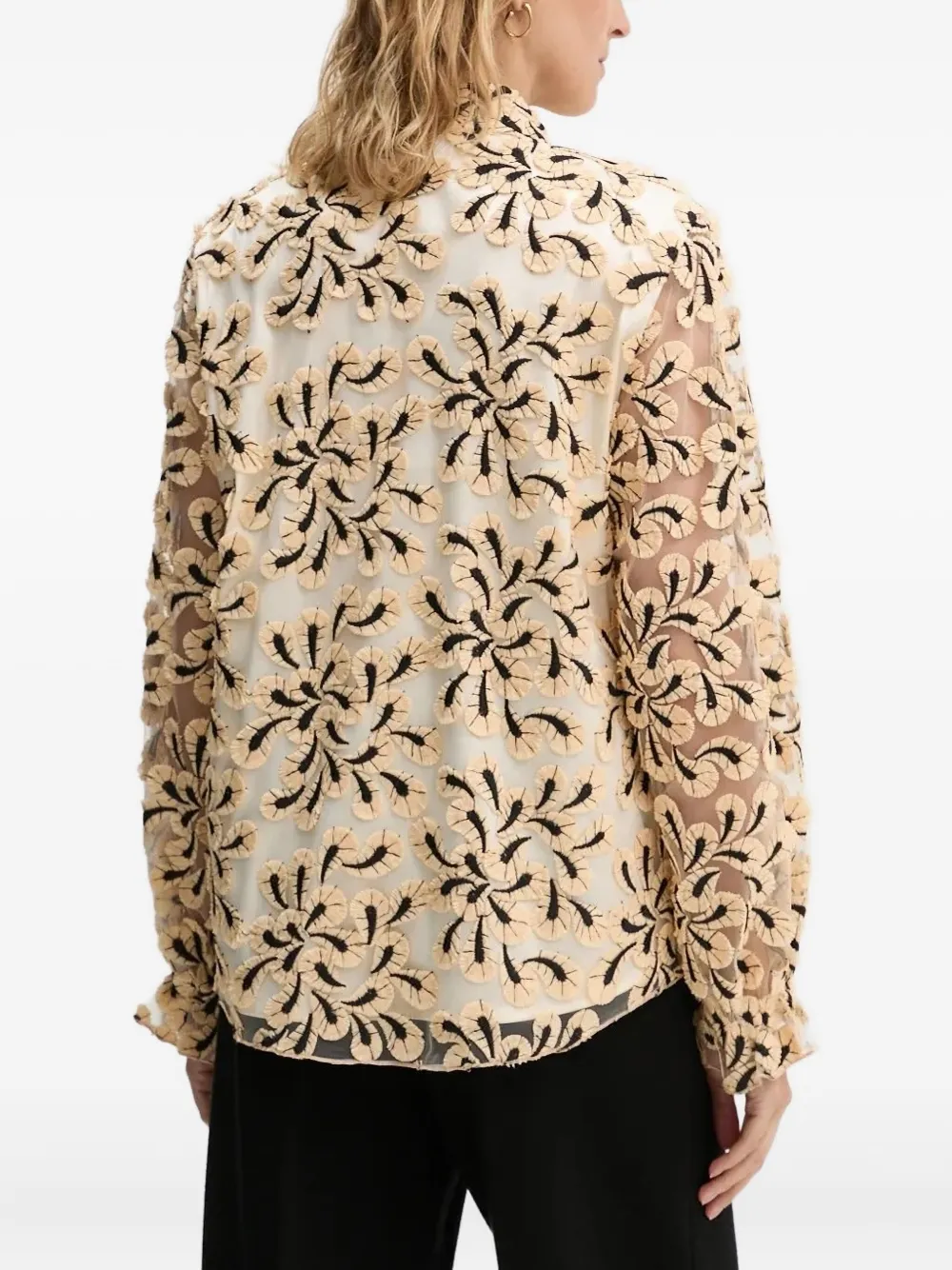 Bruuns Bazaar Shirt met geborduurde bloemen - Beige