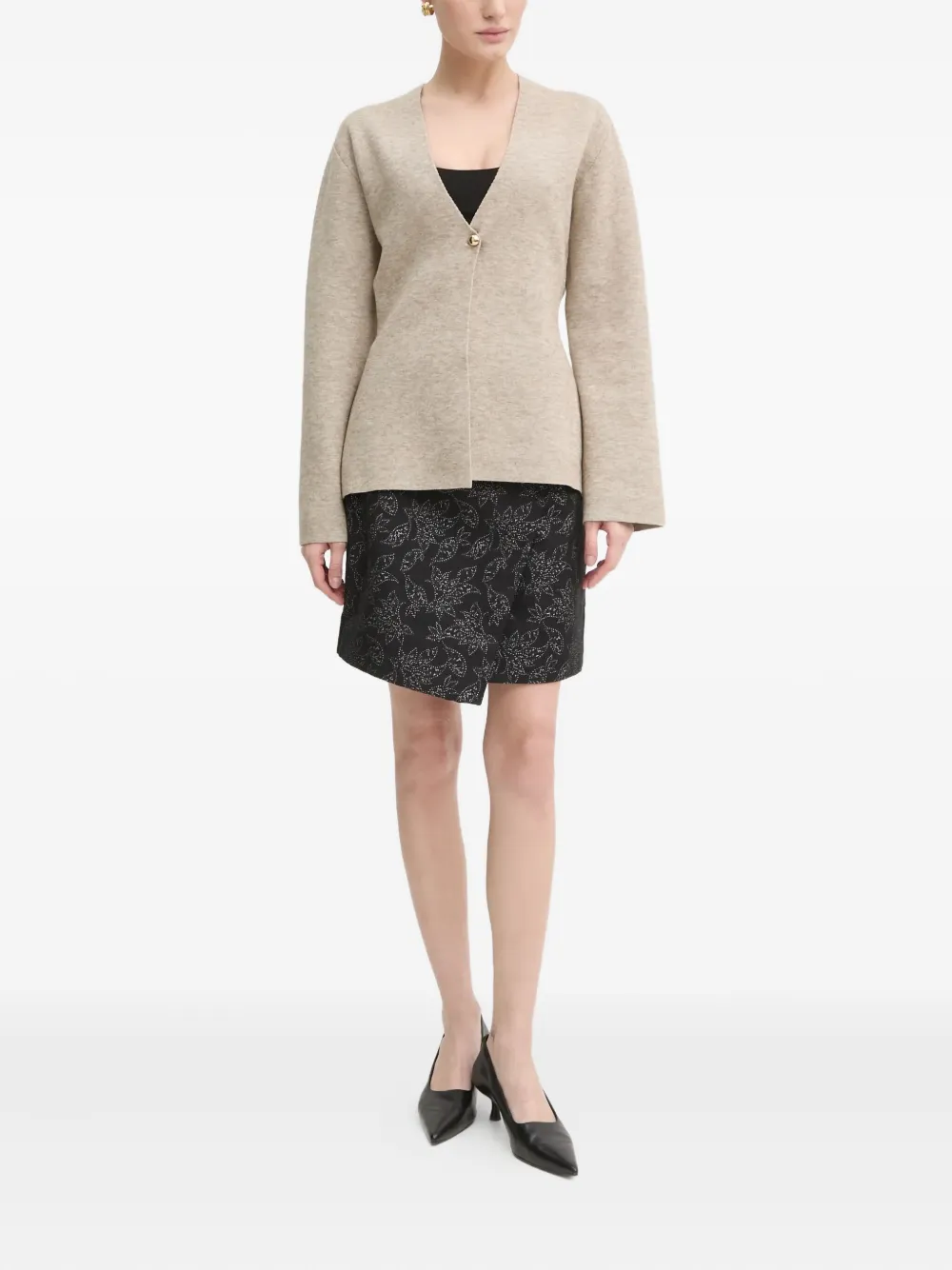 Bruuns Bazaar Asymmetrische mini-rok met bloemenprint - Zwart