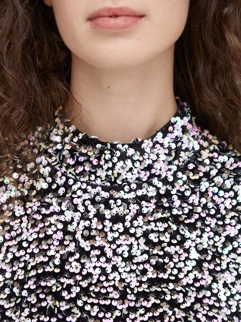 Bruuns Bazaar Mini-jurk met pailletten en gedrapeerde hals Zwart