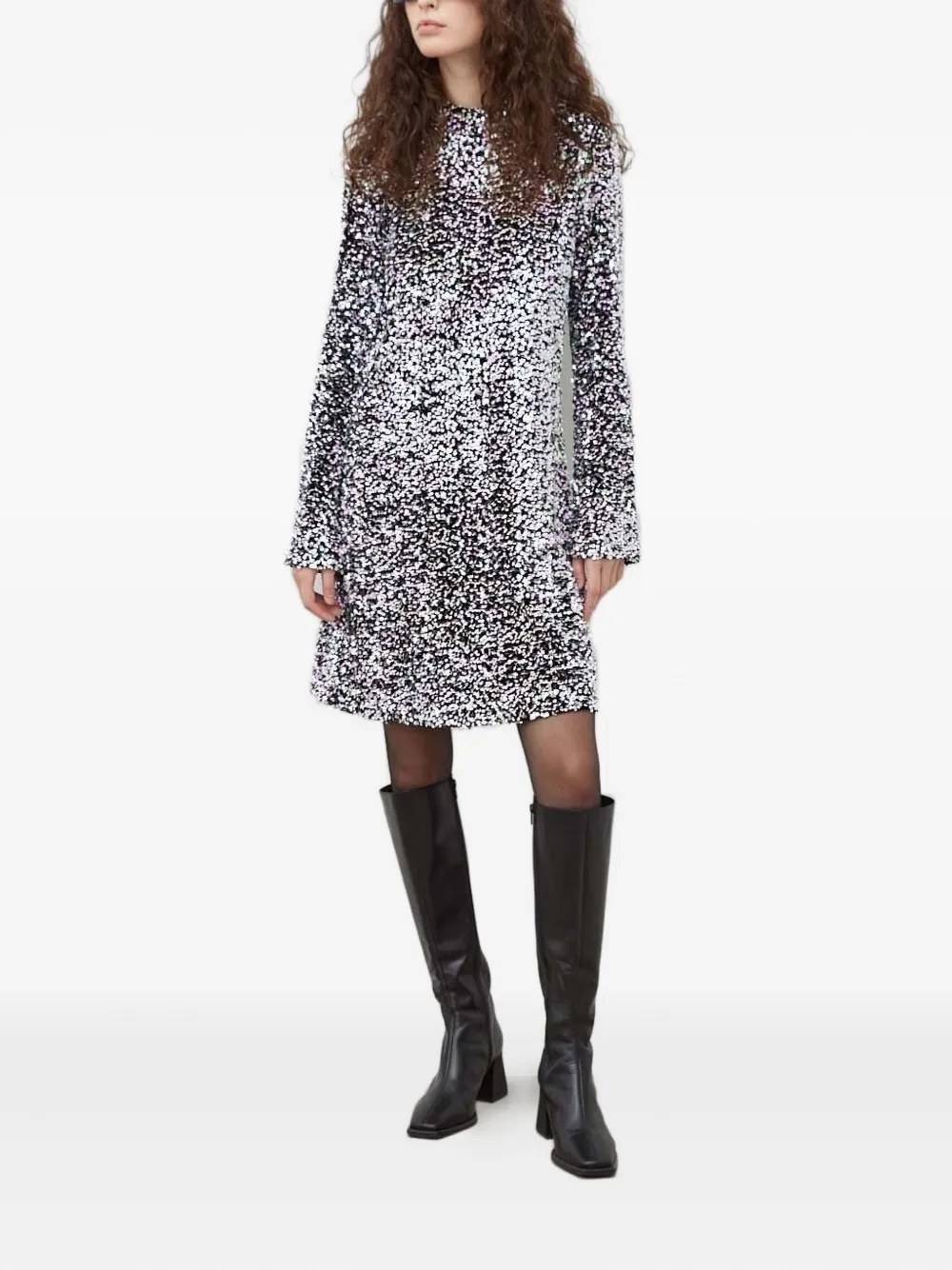 Bruuns Bazaar Mini-jurk met pailletten en gedrapeerde hals Zwart