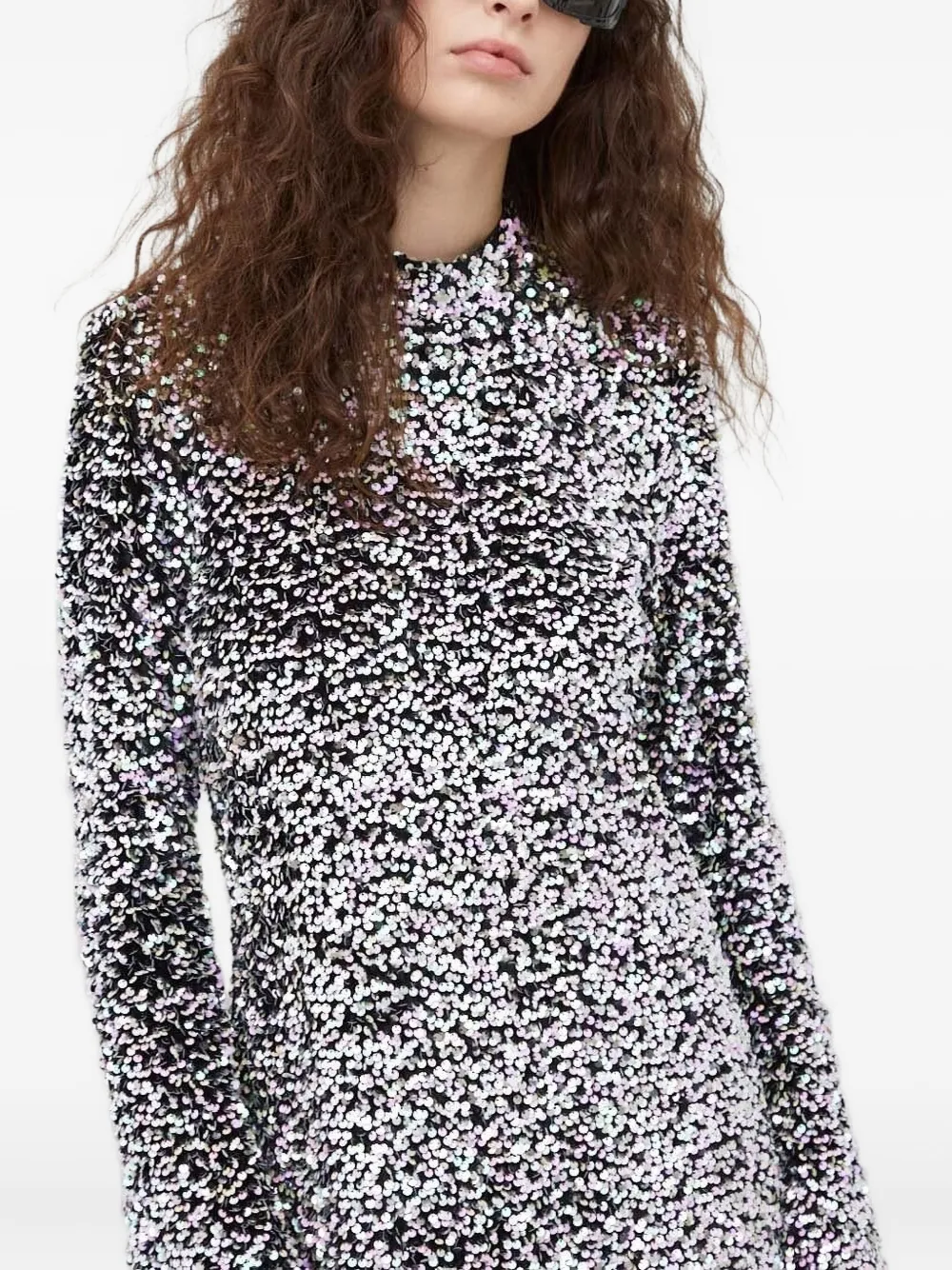Bruuns Bazaar Mini-jurk met pailletten en gedrapeerde hals Zwart