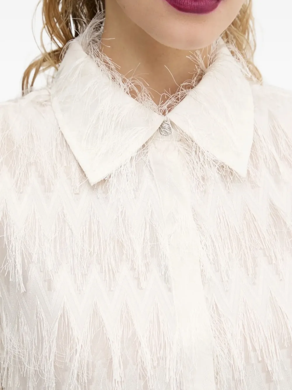 Bruuns Bazaar Fringe-trimmed Collared Shirt In White