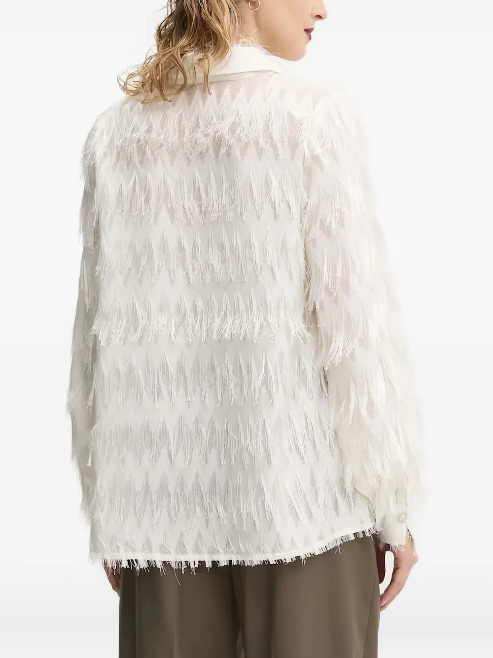 Bruuns Bazaar Fringe-trimmed Collared Shirt In White