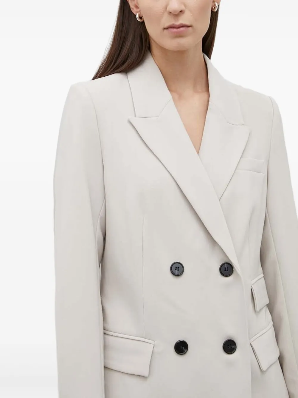 Bruuns Bazaar Brassica BB Linda blazer met dubbele rij knopen en pofmouwen Beige