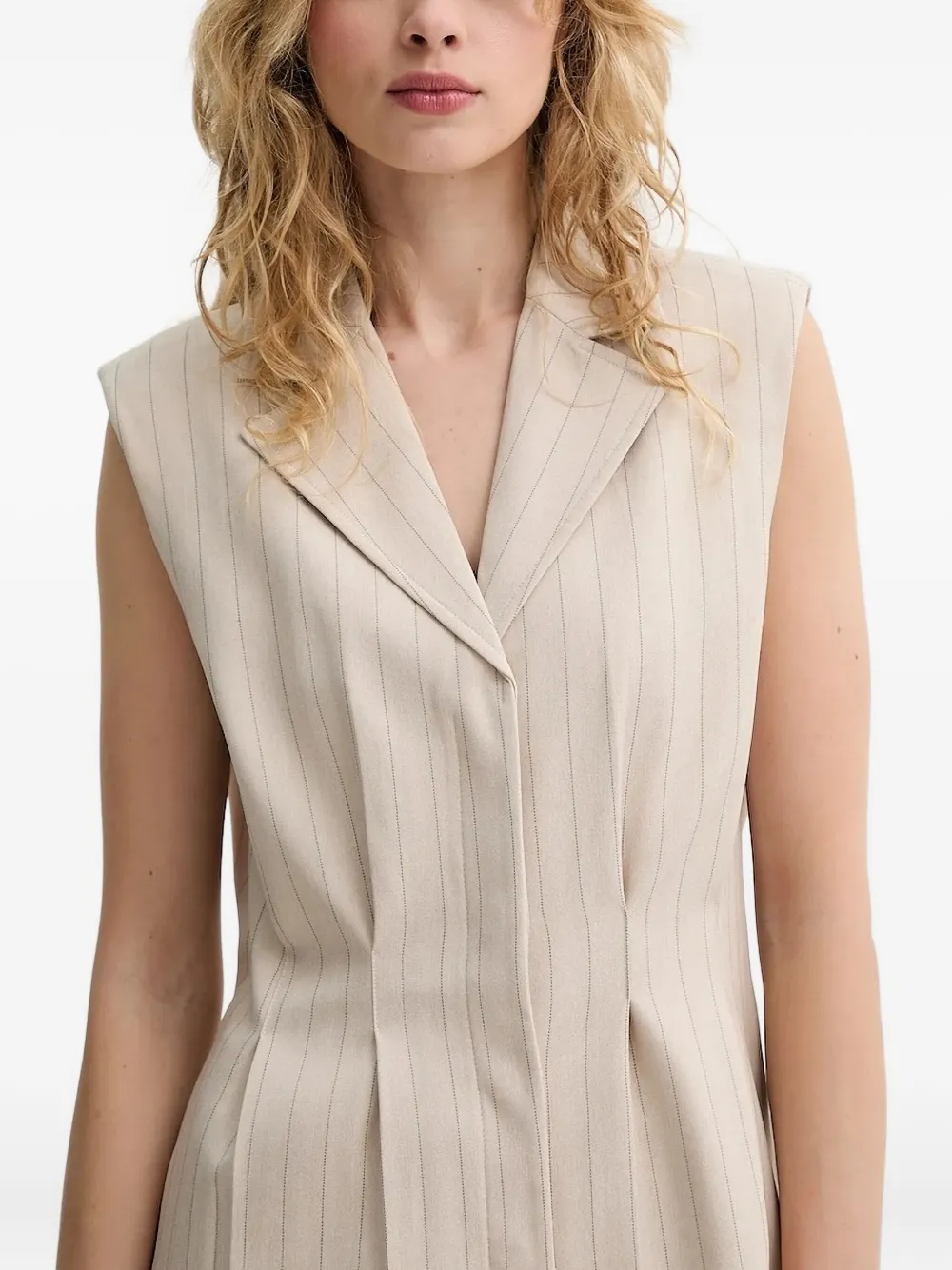 Bruuns Bazaar Pinstripe Sleeveless Waistcoat In Neutral